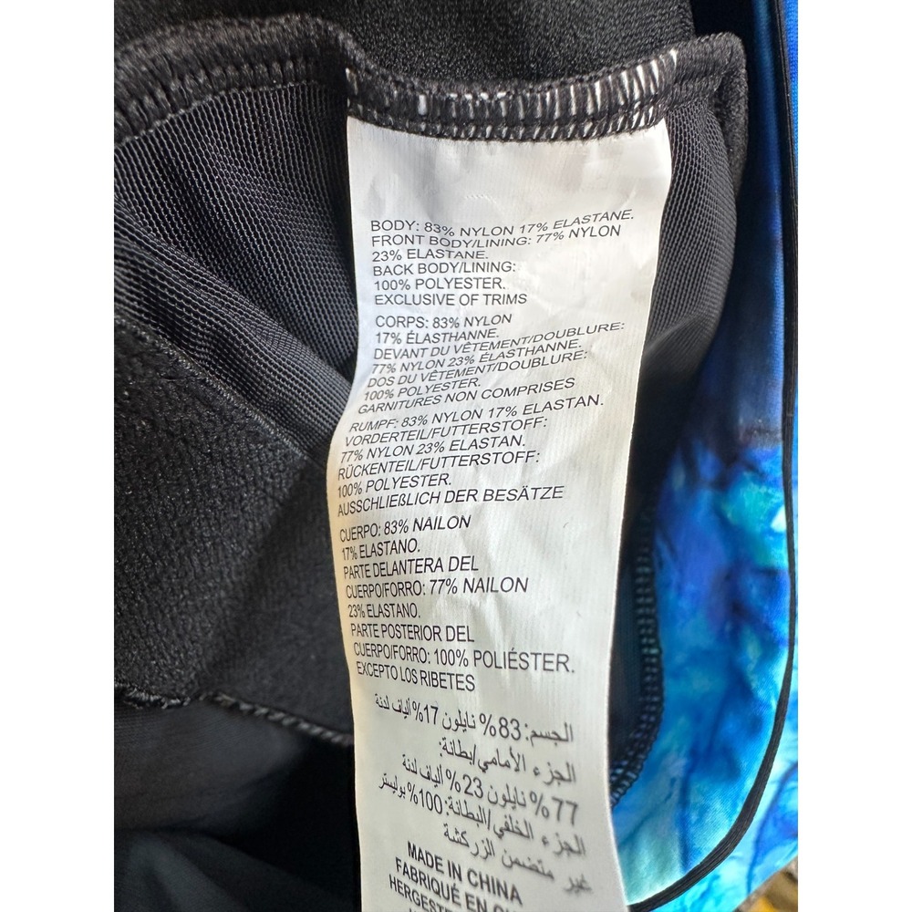 NWT Avenue One Piece Swimsuit Blue Marble Print Zip Front High Neck Plus Size 5X - Picture 6 of 11